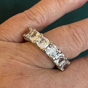 Stunning Silver Moissanite Eternity Ring over 12cts!!! Spectacular!! Sz 9